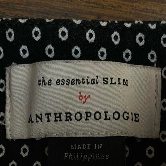 Anthropologie The Essential Slim Polka Dot Pants US 2 Side Zip Stretch Casual - Picture 2 of 10